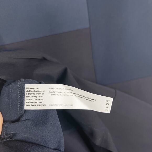 Eileen Fisher Small S Navy Blue Patchwork Short Sleeve Blouse Top Crew Neck Boxy - Picture 10 of 10